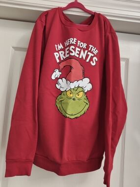 Dr. Seuss Red Grinch Sweatshirt with Green Grinch Graphic